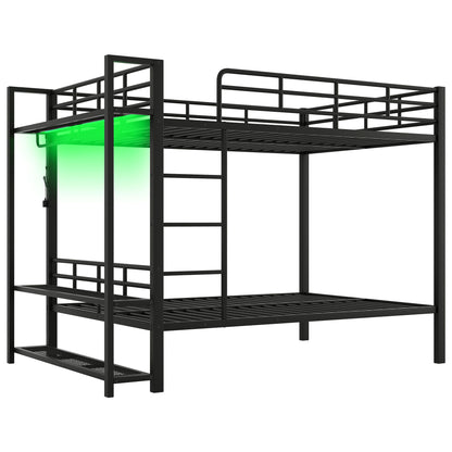 Bunk Bed With Storage Shelves, Clothes Hooks, LED Light - The Sleep Loft - Online Mattress Showroom NYC