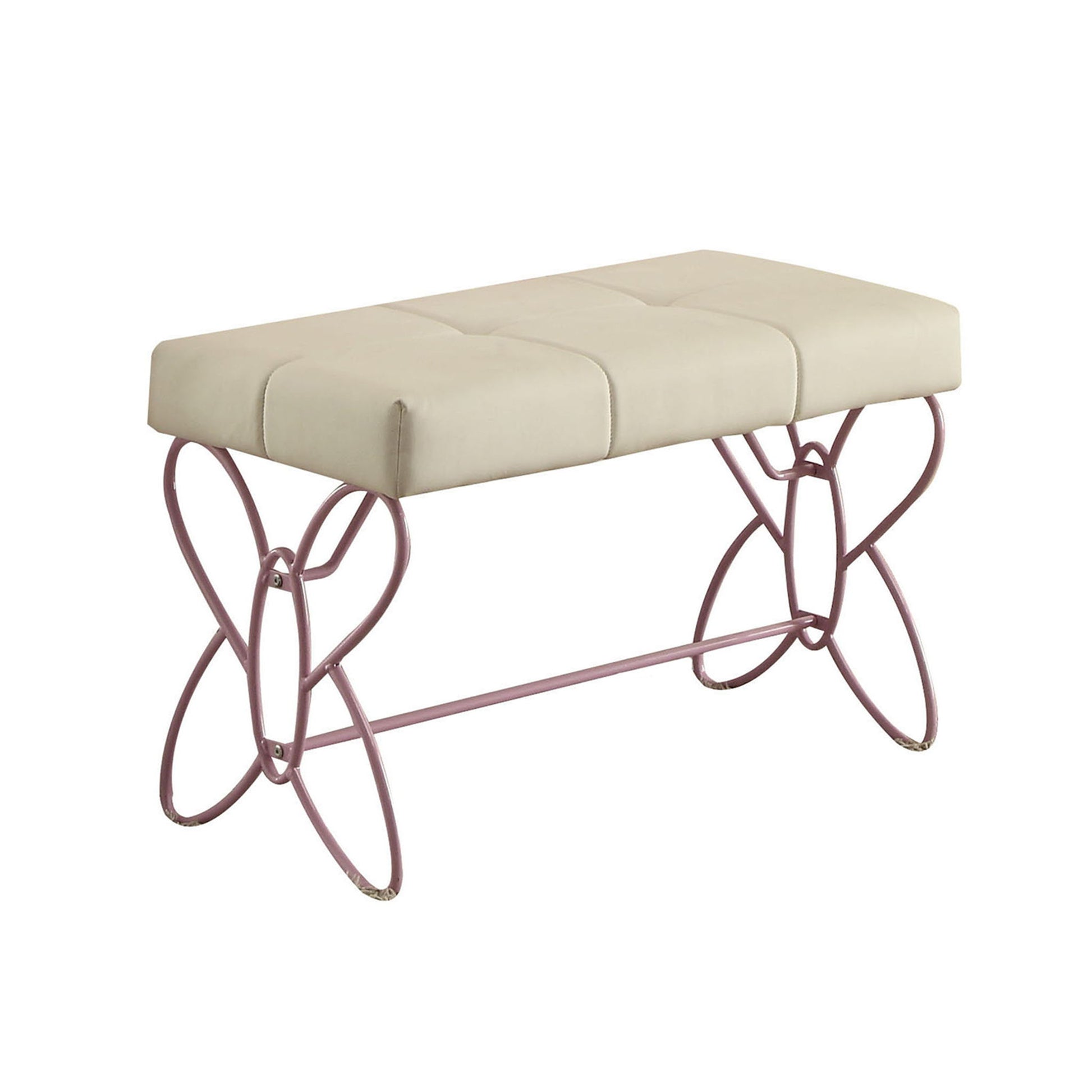 Priya II - Synthetic Leather Purple Bench - Purple / White - The Sleep Loft - Online Mattress Showroom NYC