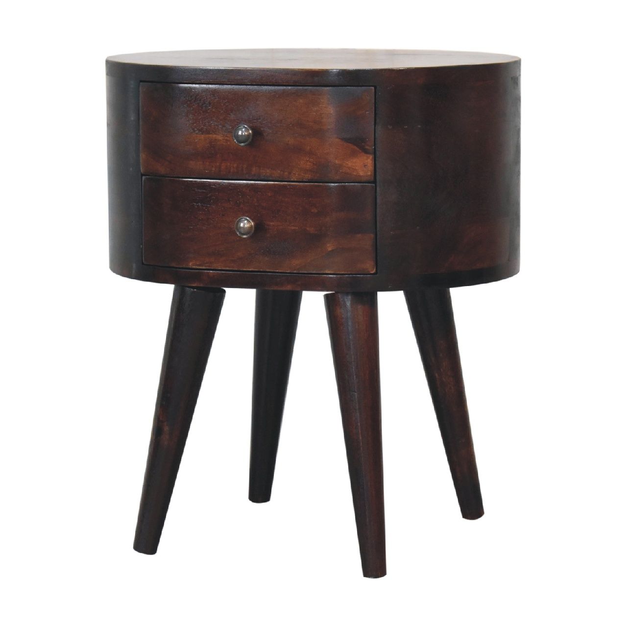 Rounded Bedside Table - Walnut - The Sleep Loft - Online Mattress Showroom NYC