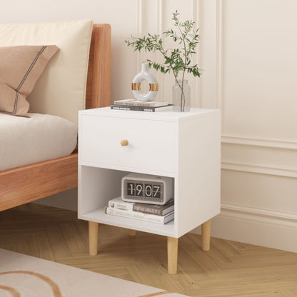 Nightstand With 1 Drawer And 1 Shelf - White - The Sleep Loft - Online Mattress Showroom NYC