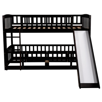 Low Bunk Bed With Slide, Fence And Ladder - The Sleep Loft - Online Mattress Showroom NYC