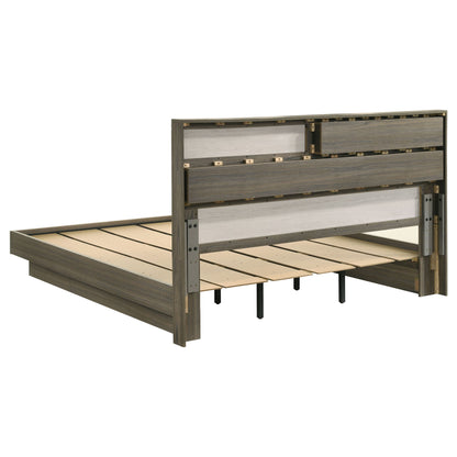 Eastern King Bed Bookcase Headboard With Hidden Storage - Oak - The Sleep Loft - Online Mattress Showroom NYC