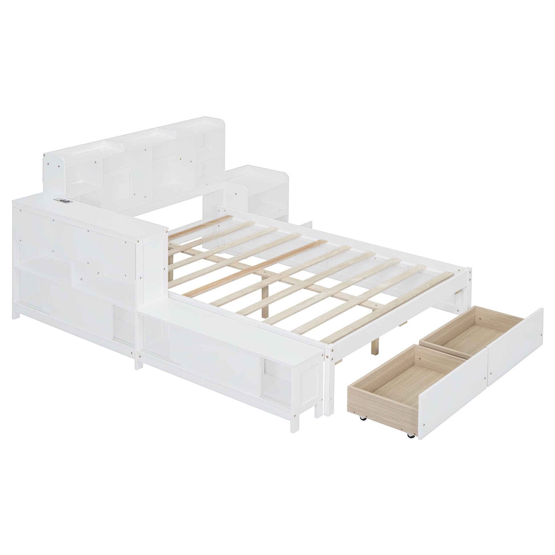 Platform Bed With Multi Functional Storage Space, Nightstand, 2 Drawers, USB Ports And Desk - The Sleep Loft - Online Mattress Showroom NYC