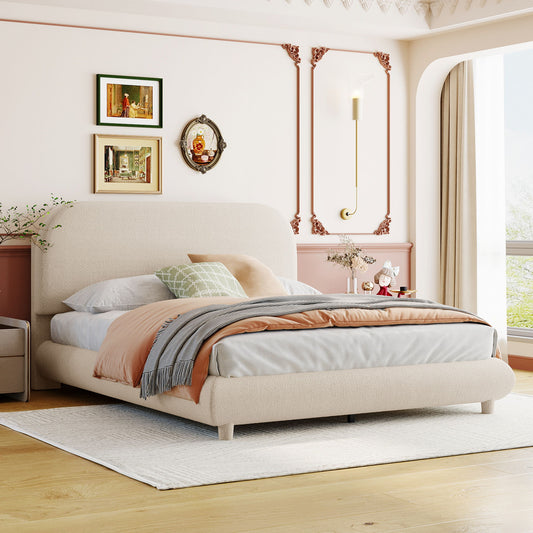 Upholstered Platform Bed With Thick Solid Frame And Stylish Curve-Shaped Design - The Sleep Loft - Online Mattress Showroom NYC
