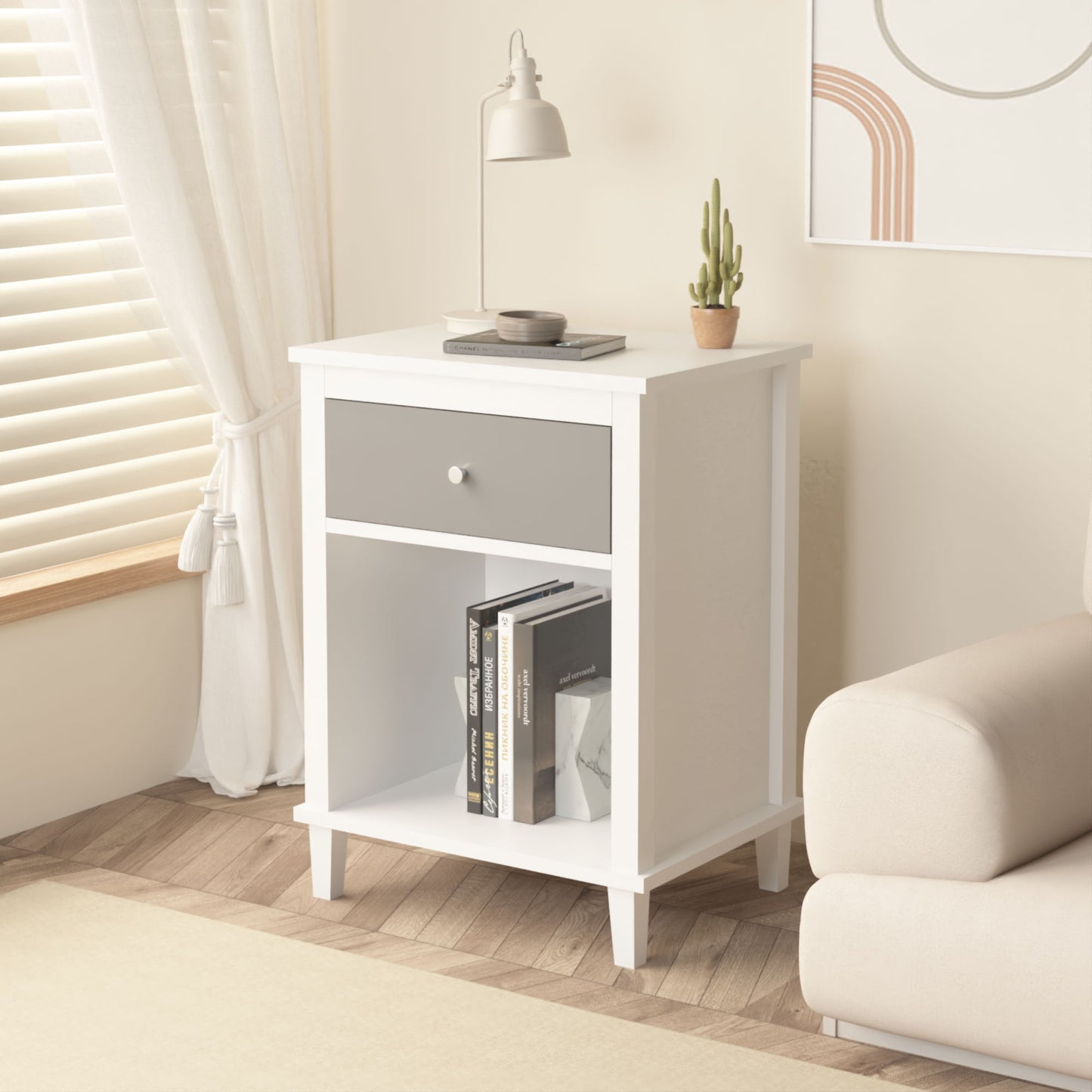Nightstand With 1 Drawer 1 Shelf - The Sleep Loft - Online Mattress Showroom NYC