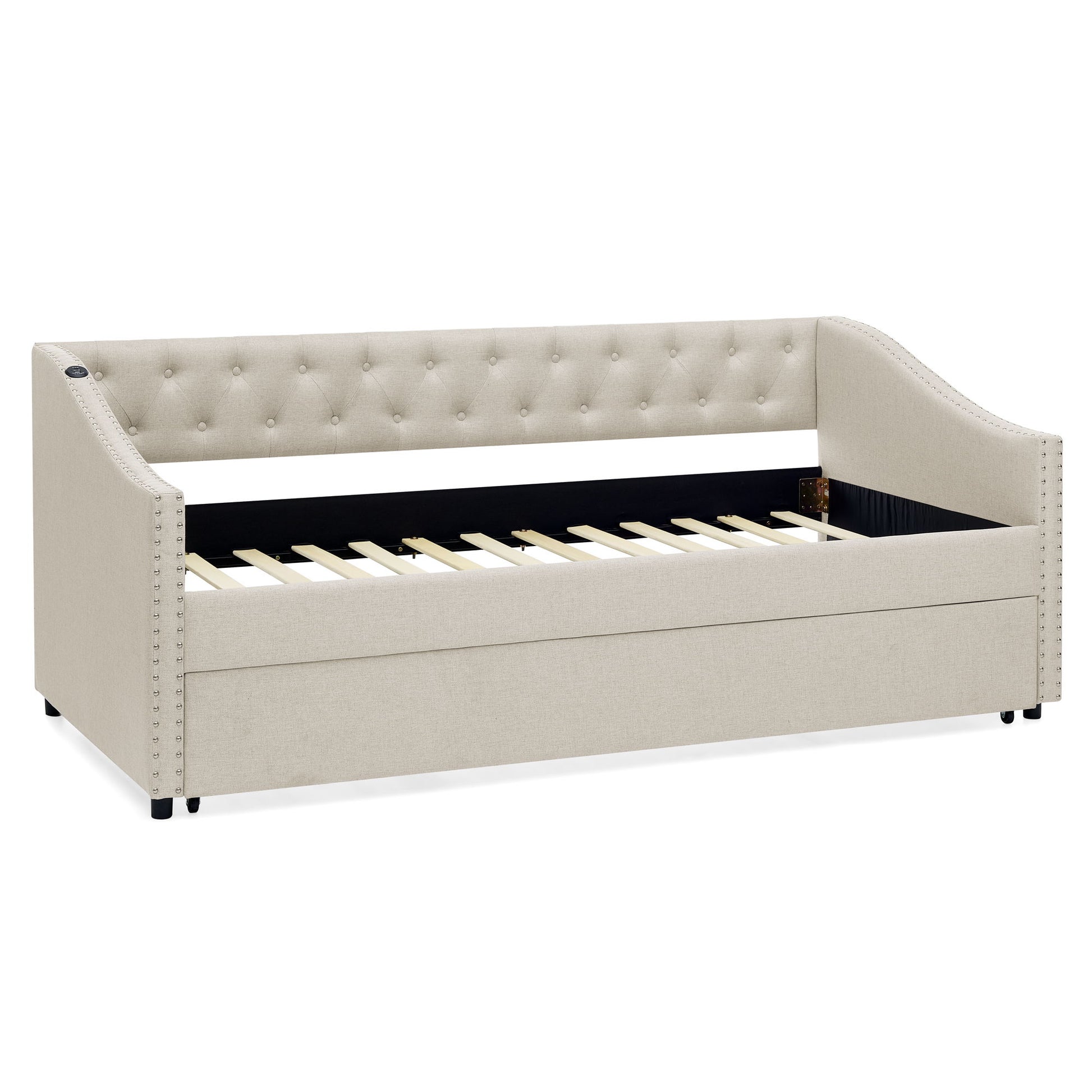 Upholstered Daybed With USB Charging & Pull Out Bed - The Sleep Loft - Online Mattress Showroom NYC