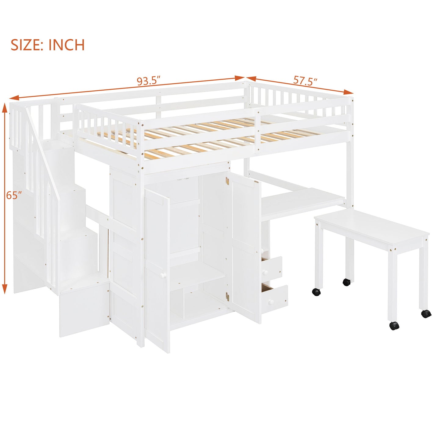Loft Bed With Stairs, Bookshelf, Drawers, Desk & Wardrobe, Space Saving Multifunctional Furniture - The Sleep Loft - Online Mattress Showroom NYC