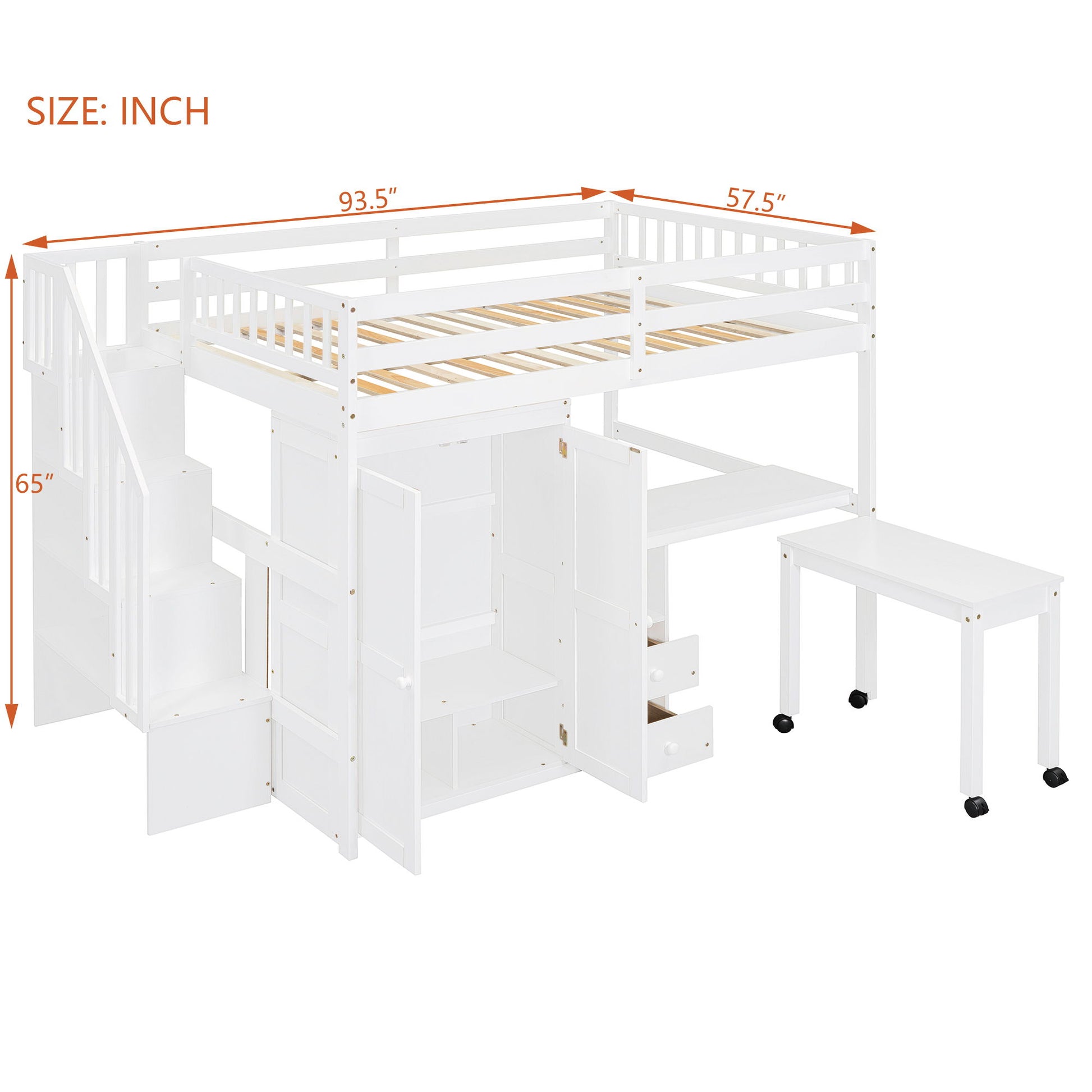 Loft Bed With Stairs, Bookshelf, Drawers, Desk & Wardrobe, Space Saving Multifunctional Furniture - The Sleep Loft - Online Mattress Showroom NYC