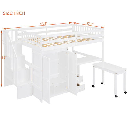 Loft Bed With Stairs, Bookshelf, Drawers, Desk & Wardrobe, Space Saving Multifunctional Furniture - The Sleep Loft - Online Mattress Showroom NYC