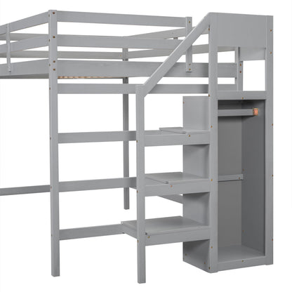 Loft Bed With Built In Storage Wardrobe And Staircase - The Sleep Loft - Online Mattress Showroom NYC