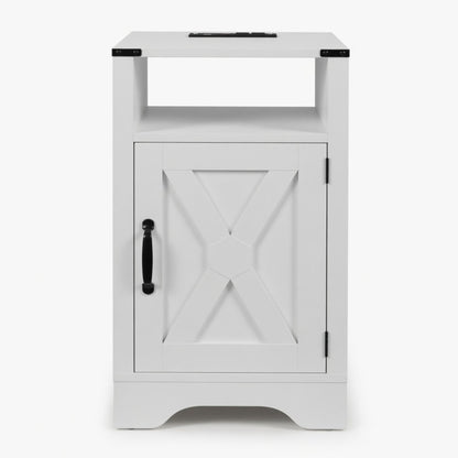 Farmhouse Nightstand, Charging Station & Storage