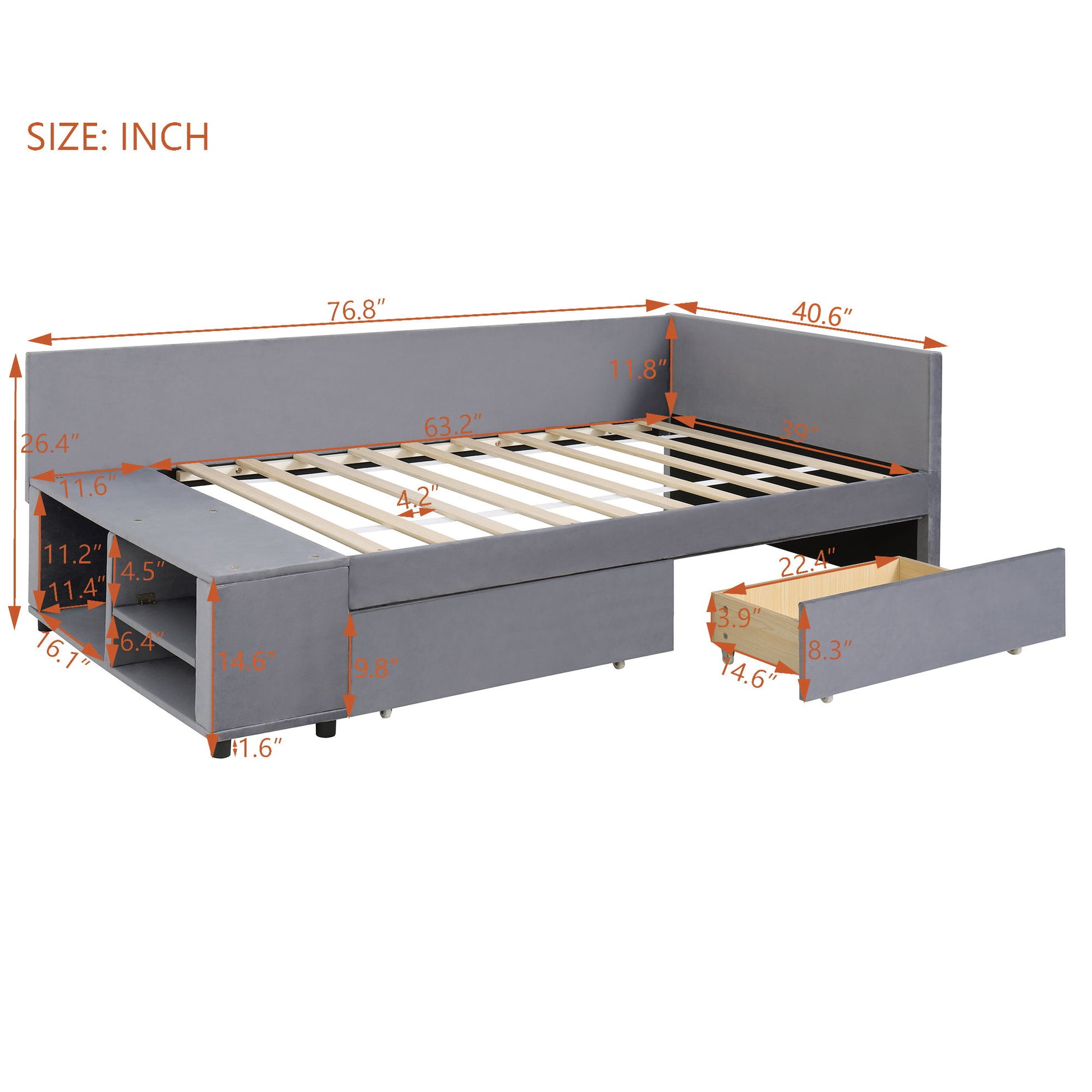 L Shaped Upholstered Platform Bed With Storage And Drawers - The Sleep Loft - Online Mattress Showroom NYC