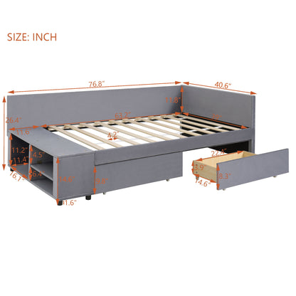 L Shaped Upholstered Platform Bed With Storage And Drawers - The Sleep Loft - Online Mattress Showroom NYC