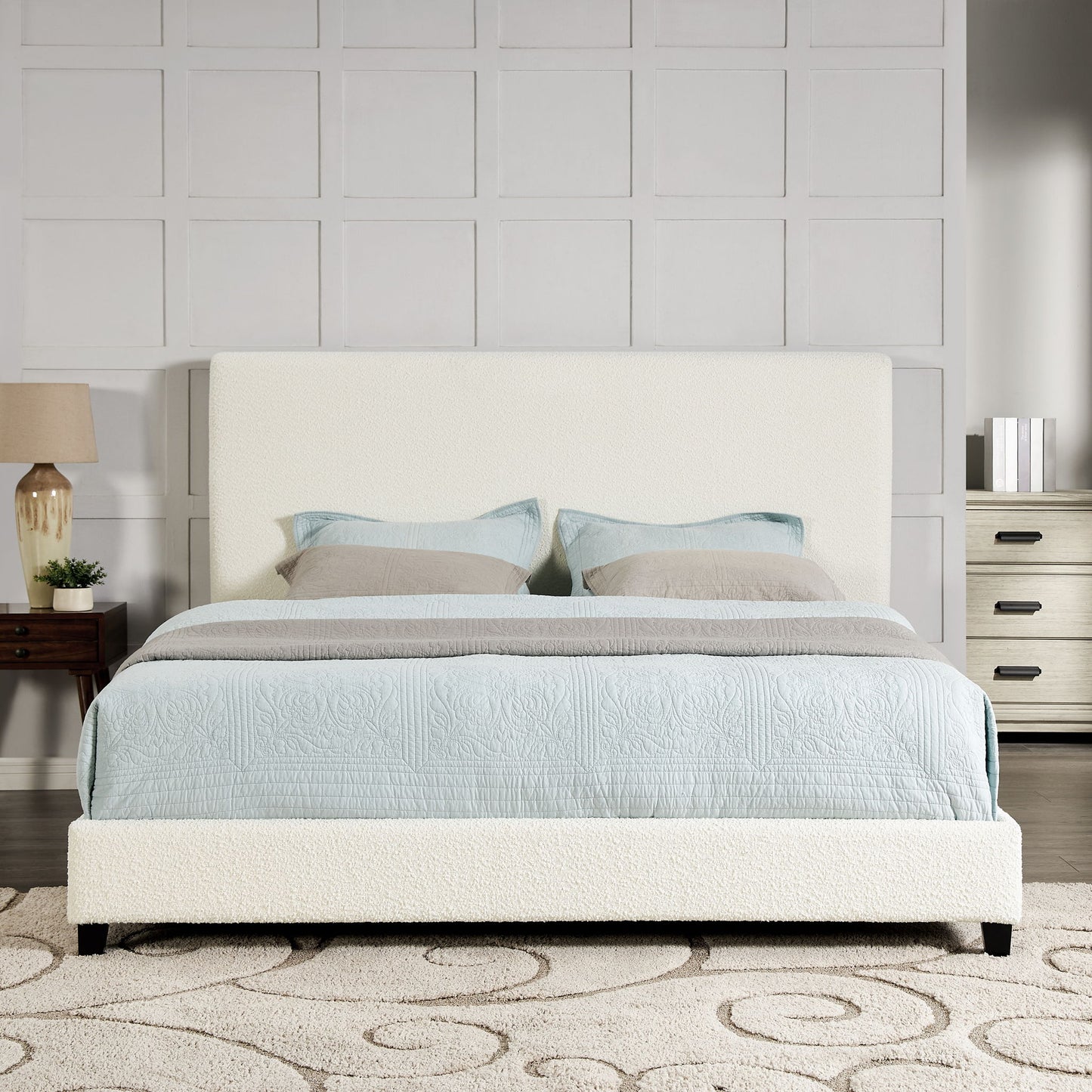 Boucle Upholstered Platform Bed - The Sleep Loft - Online Mattress Showroom NYC