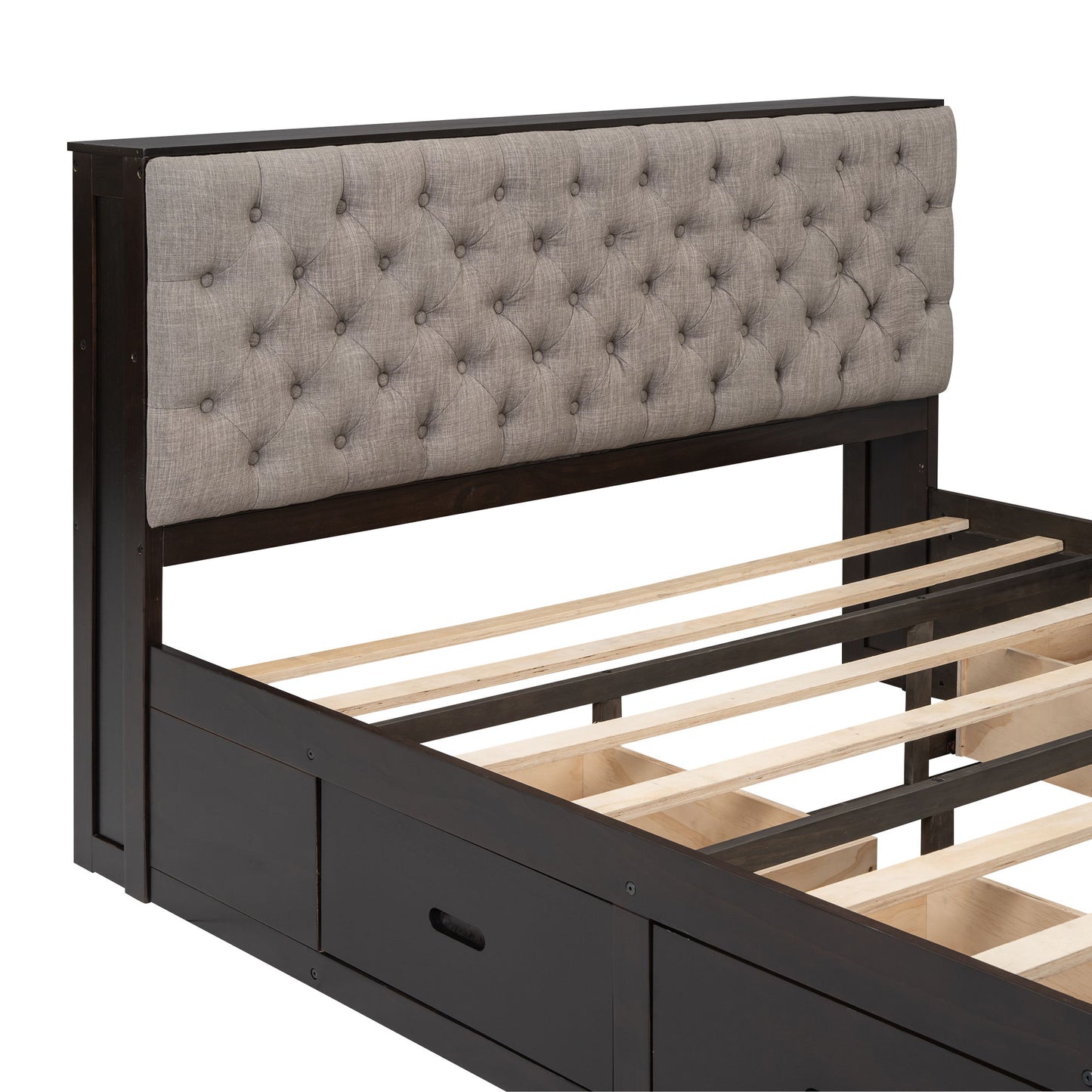 Platform Bed With Storage Headboard, Shoe Rack And 4 Drawers - The Sleep Loft - Online Mattress Showroom NYC