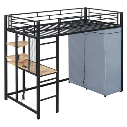 Loft Bed With Desk, Shelves, Power Outlet, LED Light And Wardrobe - The Sleep Loft - Online Mattress Showroom NYC