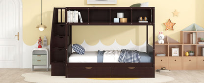 Bunk Bed With Shelfs, Storage Staircase And 2 Drawers - The Sleep Loft - Online Mattress Showroom NYC