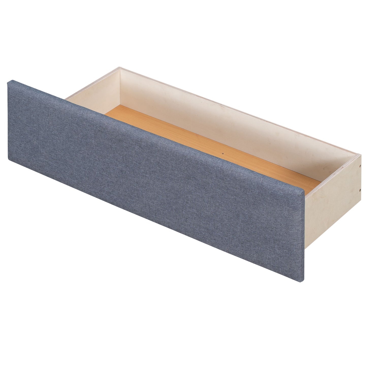 L Shaped Upholstered Platform Bed With Trundle And 2 Drawers Linked With Built In Desk - The Sleep Loft - Online Mattress Showroom NYC