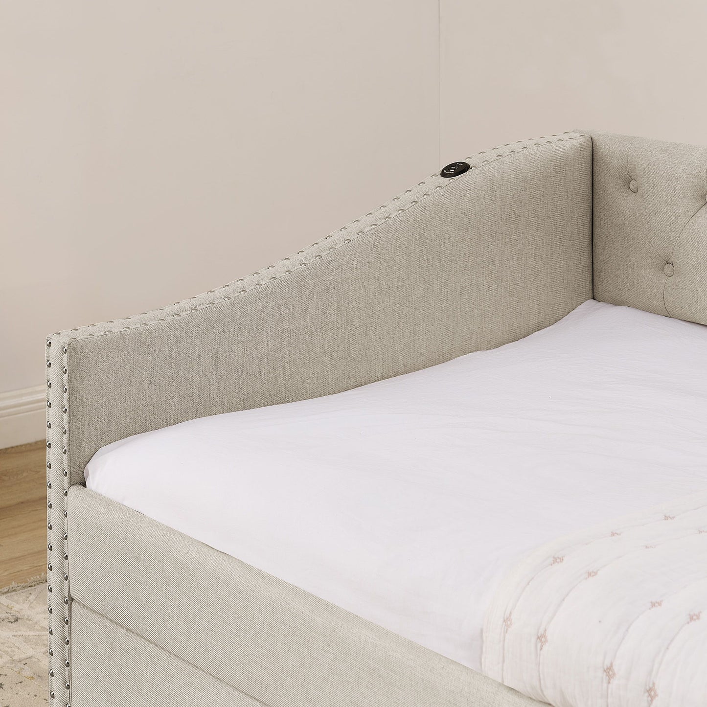 Upholstered Daybed With USB Charging & Pull Out Bed - The Sleep Loft - Online Mattress Showroom NYC