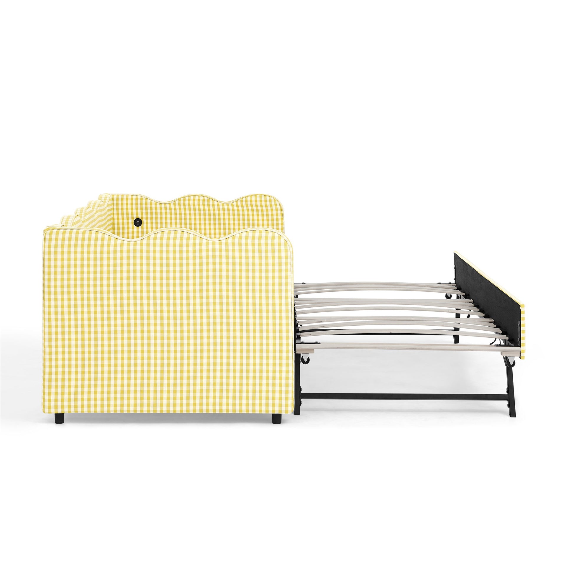 Gingham Daybed With USB Charging Port, Wave-Shaped Design - The Sleep Loft - Online Mattress Showroom NYC