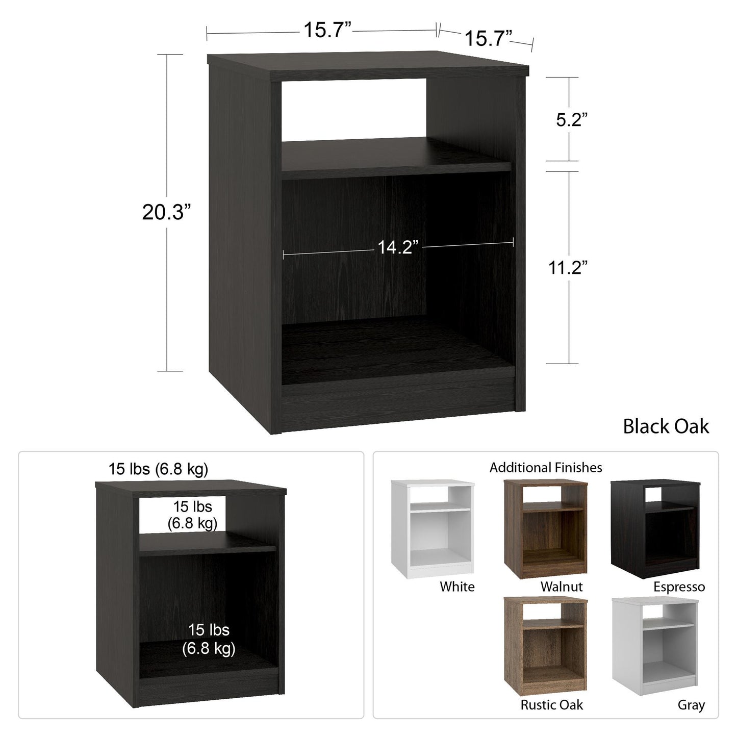 Open Shelf Nightstand - White - The Sleep Loft - Online Mattress Showroom NYC