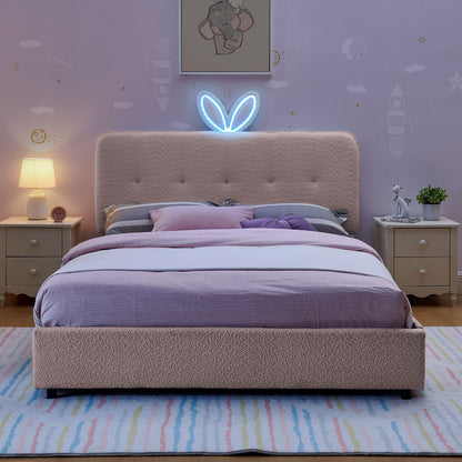 Upholstered Bed With Oversized Rabbit Ear Headboard, LED Lights & 4 Storage Drawers - The Sleep Loft - Online Mattress Showroom NYC