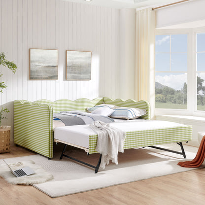 Gingham Daybed With USB Charging Port, Wave-Shaped Design - The Sleep Loft - Online Mattress Showroom NYC