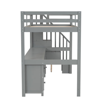 Loft Bed Frame With Built In Desk And Double Storage Drawers - The Sleep Loft - Online Mattress Showroom NYC
