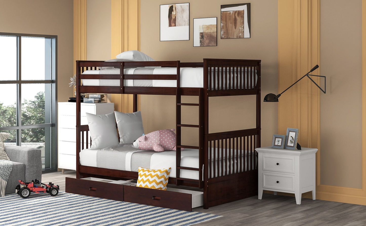 Bunk Bed With Ladders And 2 Storage Drawers - The Sleep Loft - Online Mattress Showroom NYC