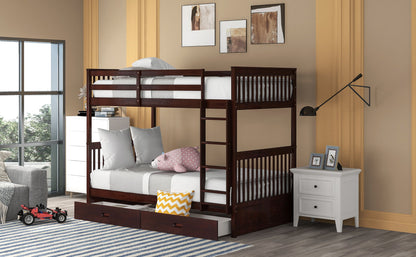 Bunk Bed With Ladders And 2 Storage Drawers - The Sleep Loft - Online Mattress Showroom NYC