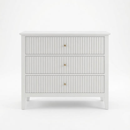 3 Drawer Nightstand, Wide With Soft Close Slides - White