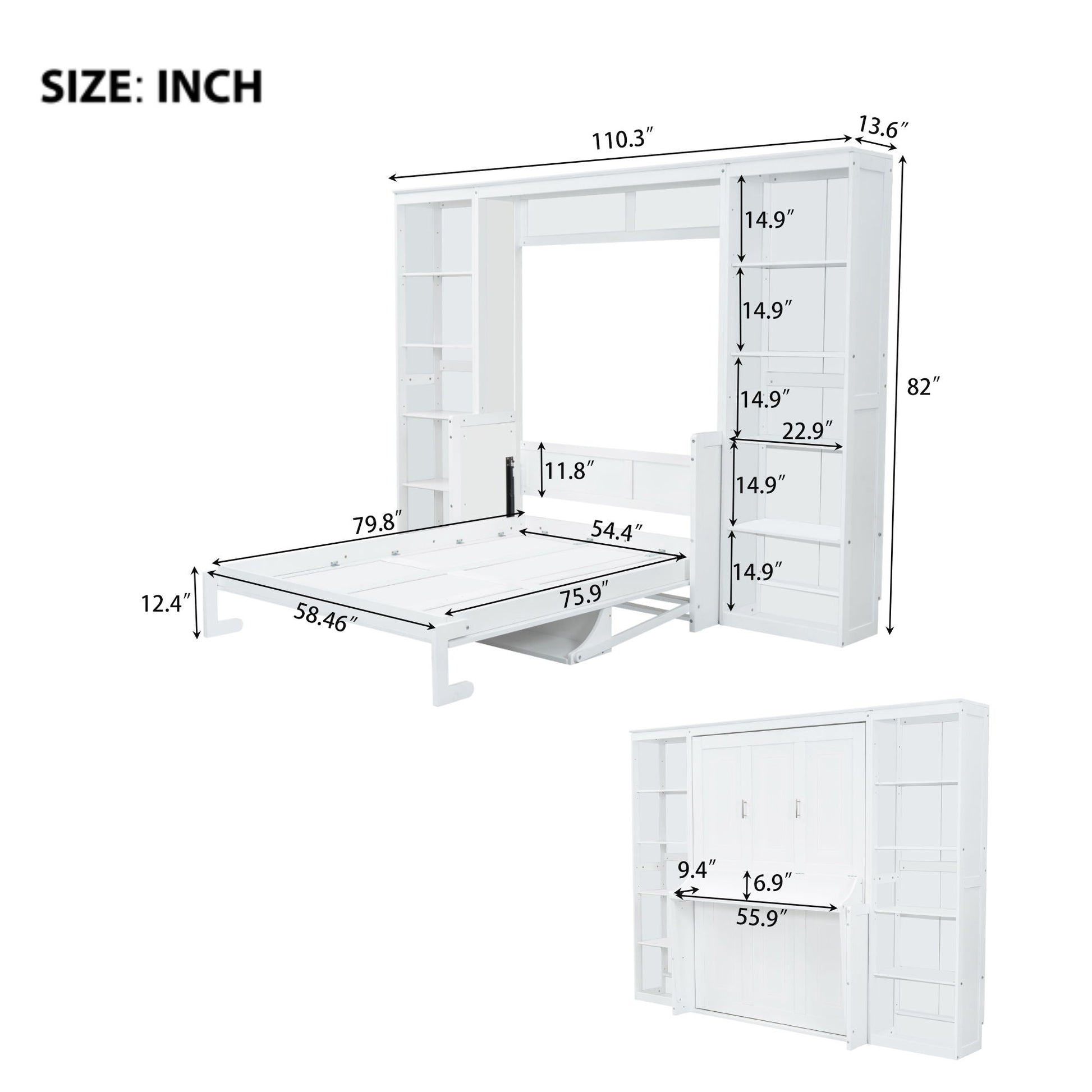 Murphy Bed With Desk And Bookshelf - The Sleep Loft - Online Mattress Showroom NYC
