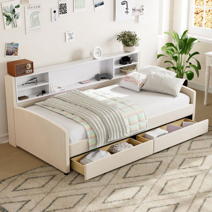 Luxurious Upholstered Platform Bed With Storage Drawers - The Sleep Loft - Online Mattress Showroom NYC