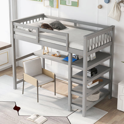 Loft Bed With Storage Shelves And Under Bed Desk - The Sleep Loft - Online Mattress Showroom NYC