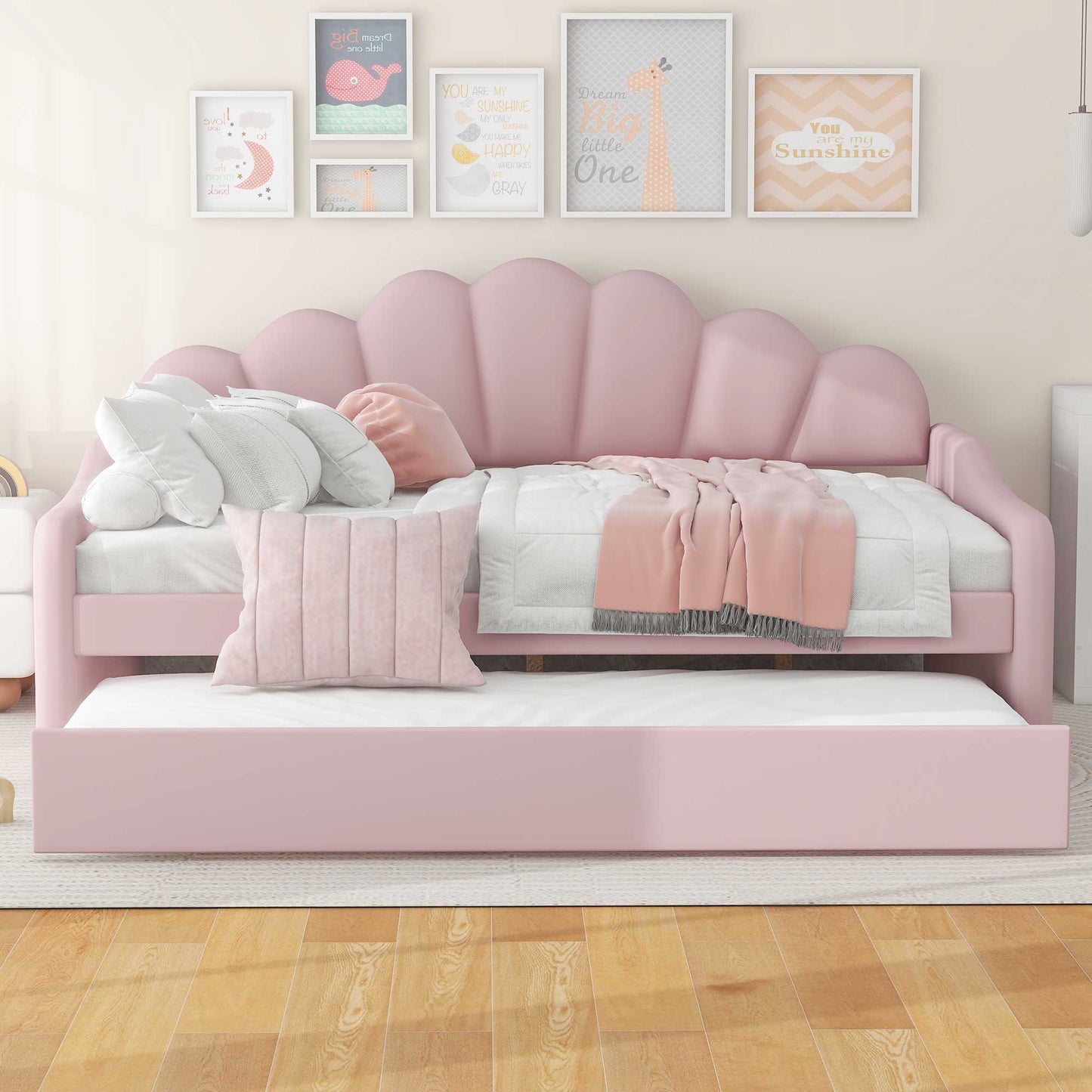 Upholstery Daybed Frame With Shell Shaped Backrest - The Sleep Loft - Online Mattress Showroom NYC