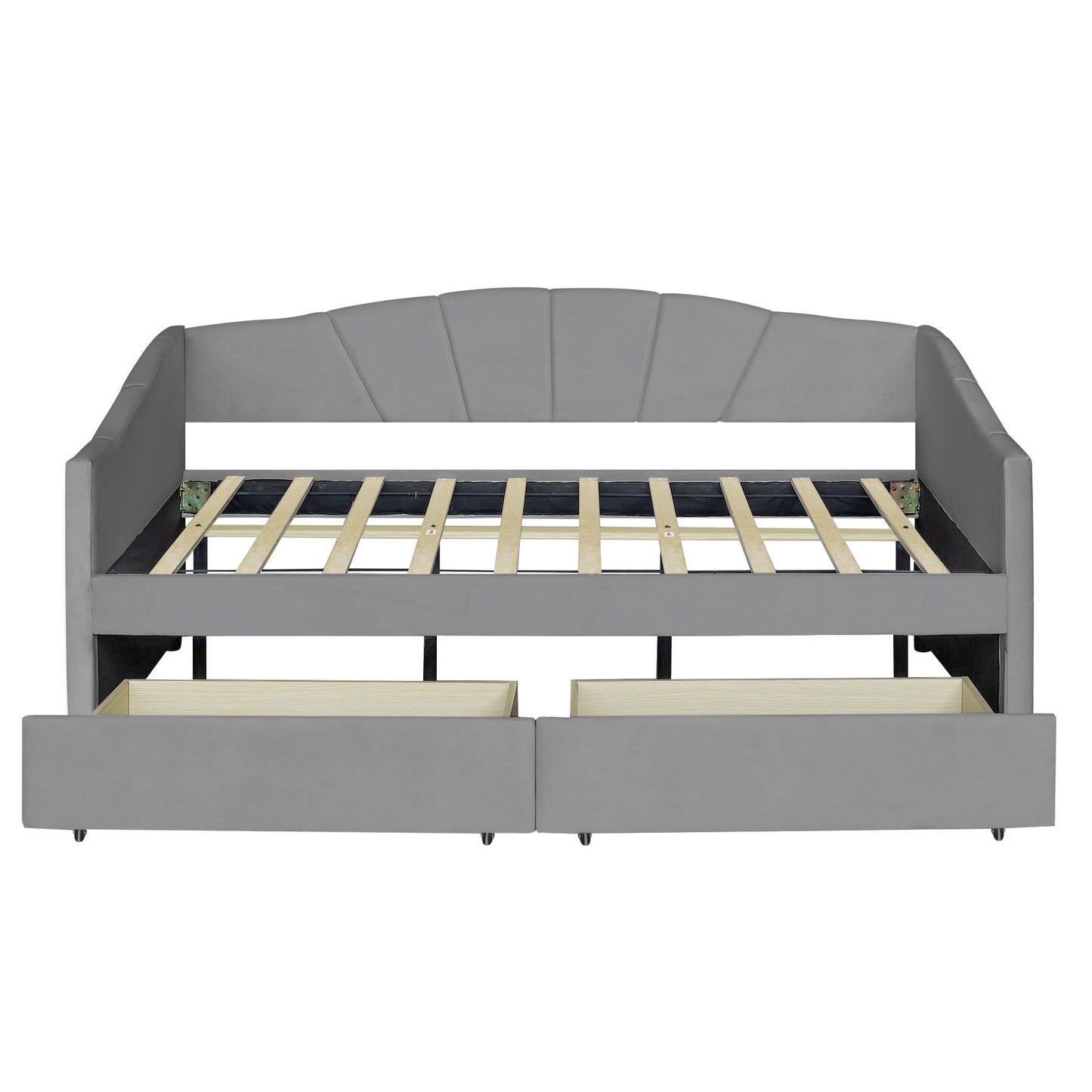 Upholstered Daybed With Two Drawers And Wood Slat - The Sleep Loft - Online Mattress Showroom NYC