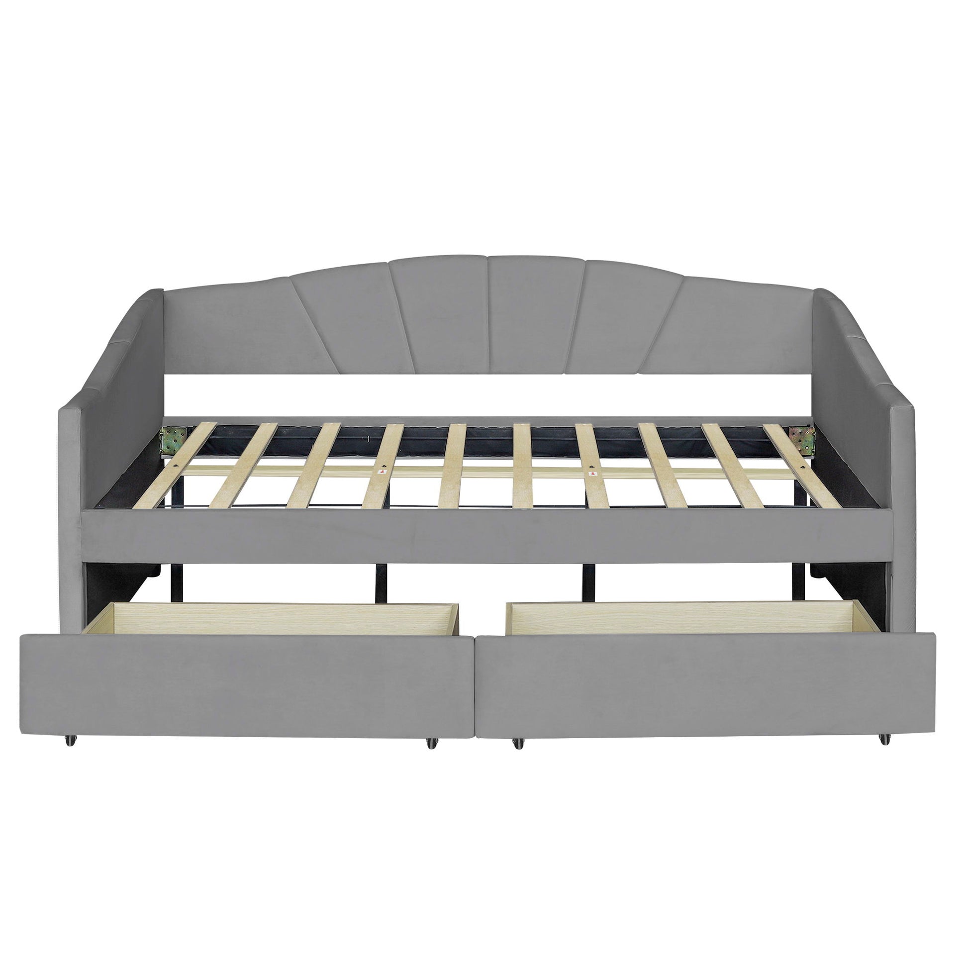 Upholstered Daybed With Two Drawers And Wood Slat - The Sleep Loft - Online Mattress Showroom NYC