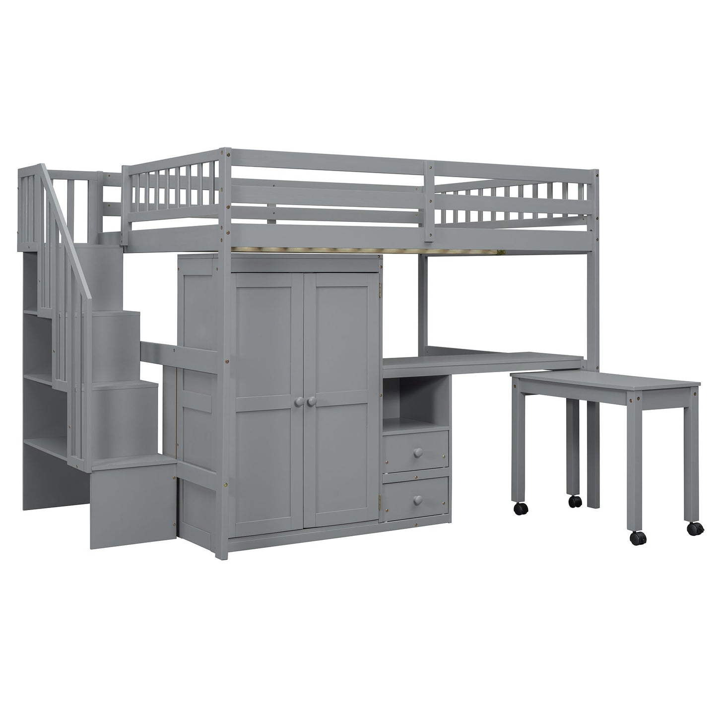Loft Bed With Stairs, Bookshelf, Drawers, Desk & Wardrobe, Space Saving Multifunctional Furniture - The Sleep Loft - Online Mattress Showroom NYC