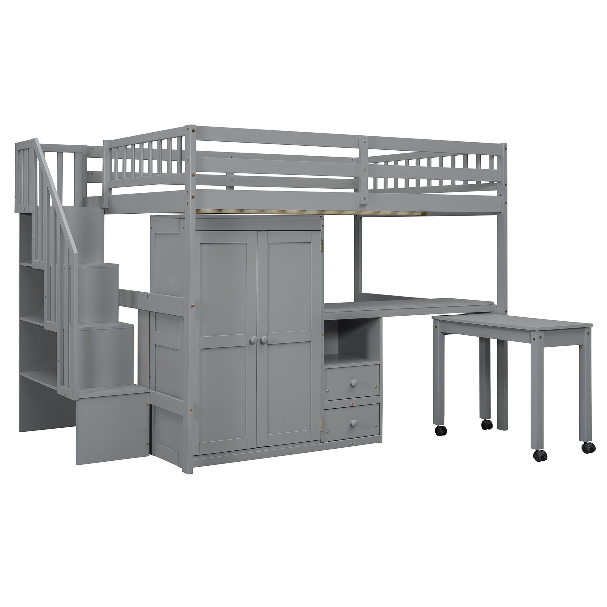 Loft Bed With Stairs, Bookshelf, Drawers, Desk & Wardrobe, Space Saving Multifunctional Furniture - The Sleep Loft - Online Mattress Showroom NYC