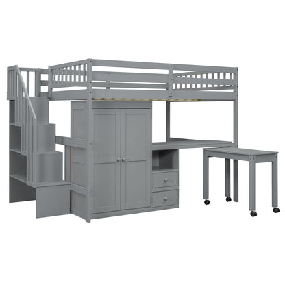 Loft Bed With Stairs, Bookshelf, Drawers, Desk & Wardrobe, Space Saving Multifunctional Furniture - The Sleep Loft - Online Mattress Showroom NYC