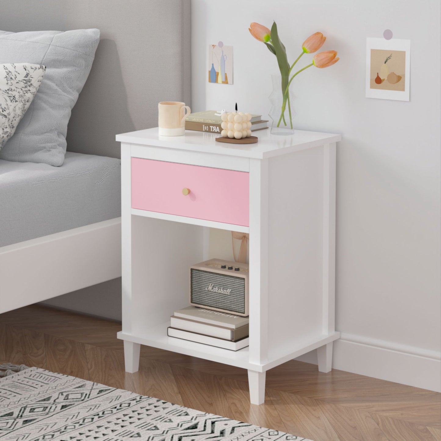 Nightstand With 1 Drawer 1 Shelf - The Sleep Loft - Online Mattress Showroom NYC