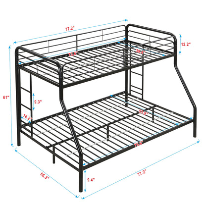 Modern Twin Over Full Metal Bunk Bed With Trundle And Dual Side Ladder And Metal Design - Black / Brown - The Sleep Loft - Online Mattress Showroom NYC