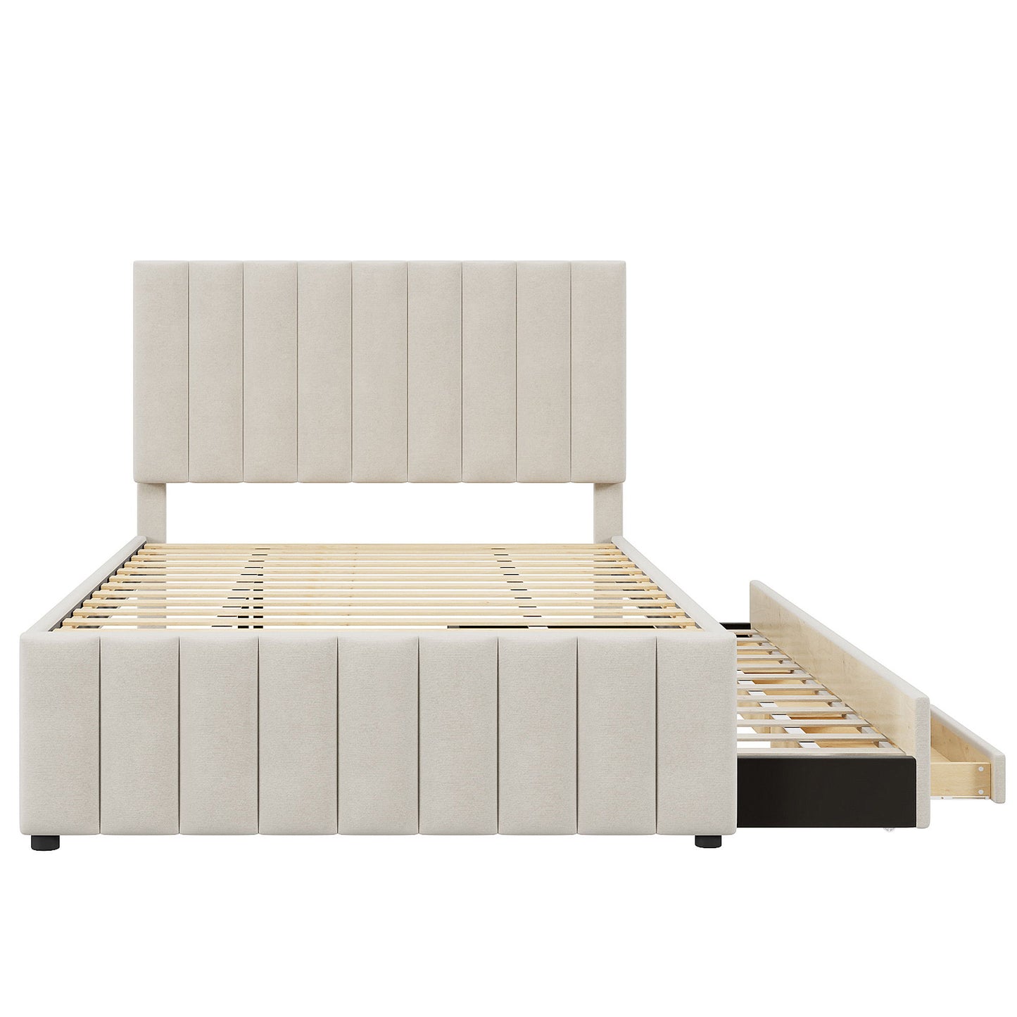 Upholstered Platform Bed With Twin Size Trundle And 3 Drawers - The Sleep Loft - Online Mattress Showroom NYC