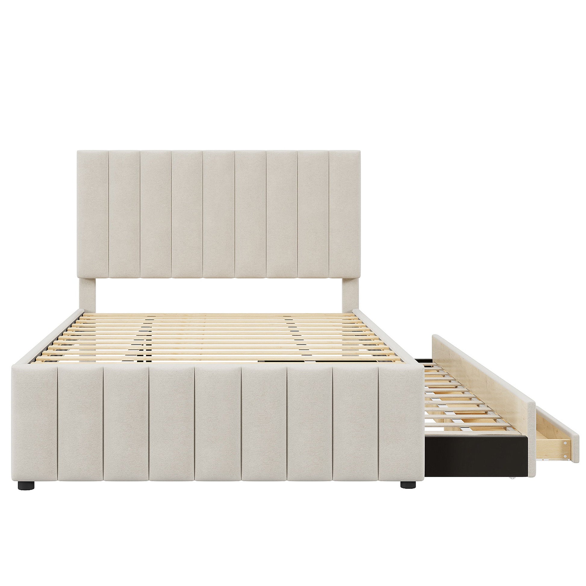 Upholstered Platform Bed With Twin Size Trundle And 3 Drawers - The Sleep Loft - Online Mattress Showroom NYC
