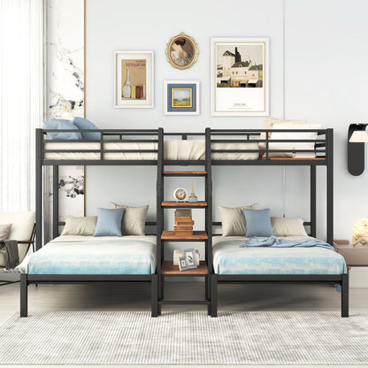 Metal Bunk Bed With Storage Shelves Staircase - The Sleep Loft - Online Mattress Showroom NYC