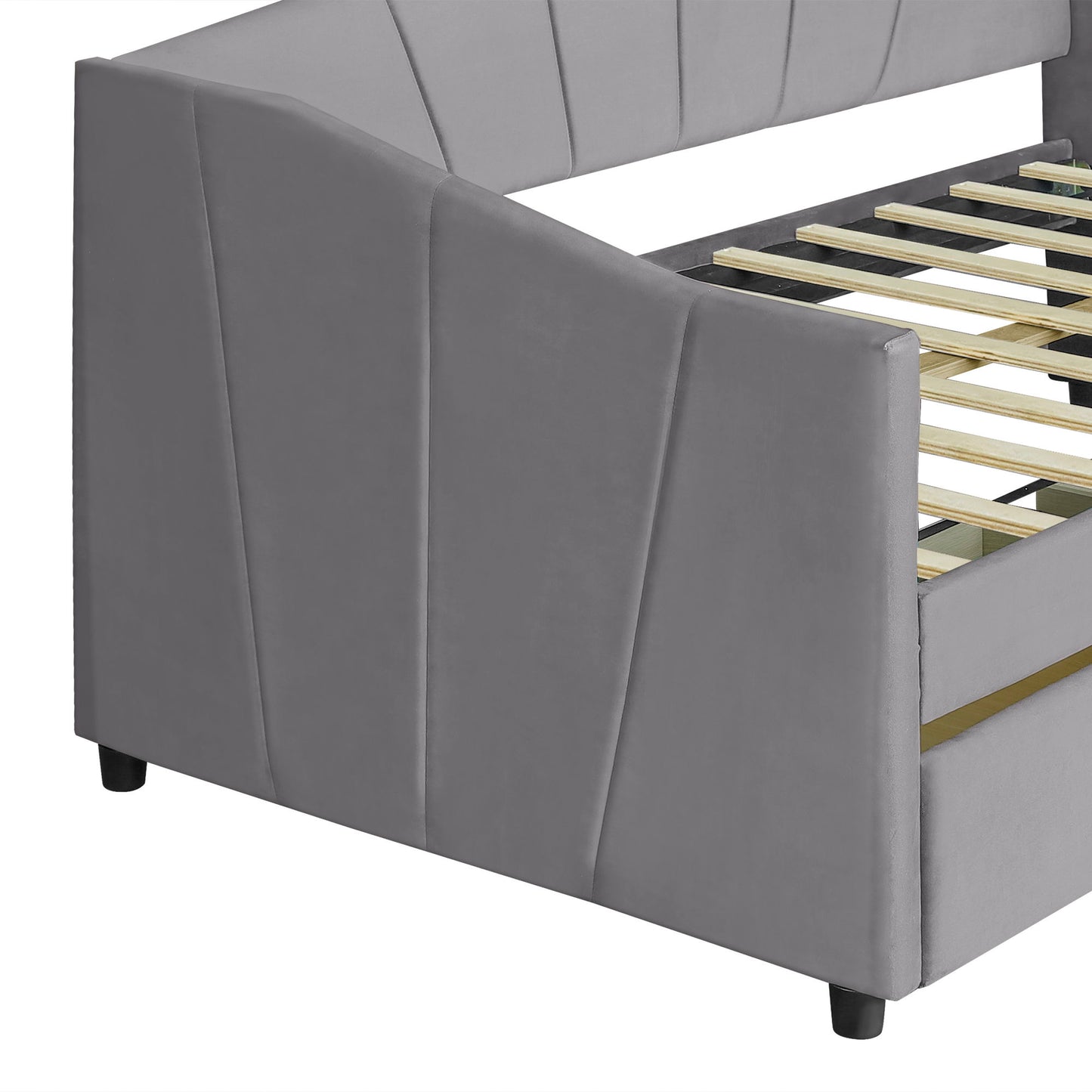 Upholstered Daybed With Two Drawers And Wood Slat - The Sleep Loft - Online Mattress Showroom NYC