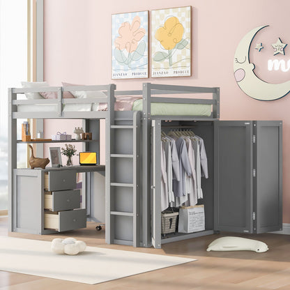 Loft Bed With Drawers, Desk, And Wardrobe - The Sleep Loft - Online Mattress Showroom NYC