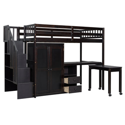 Loft Bed With Stairs, Bookshelf, Drawers, Desk & Wardrobe, Space Saving Multifunctional Furniture - The Sleep Loft - Online Mattress Showroom NYC
