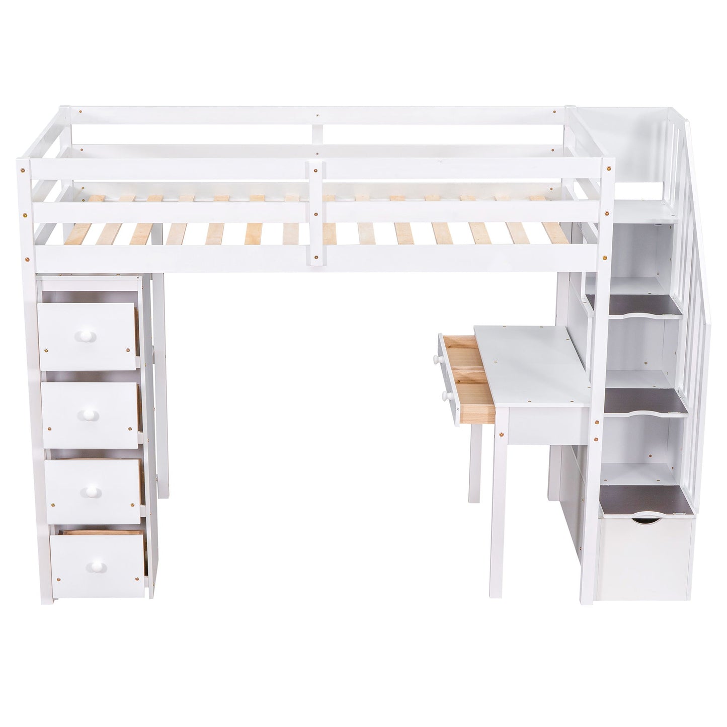 Loft Bed With Storage Drawers, Desk And Stairs With Shelves - The Sleep Loft - Online Mattress Showroom NYC
