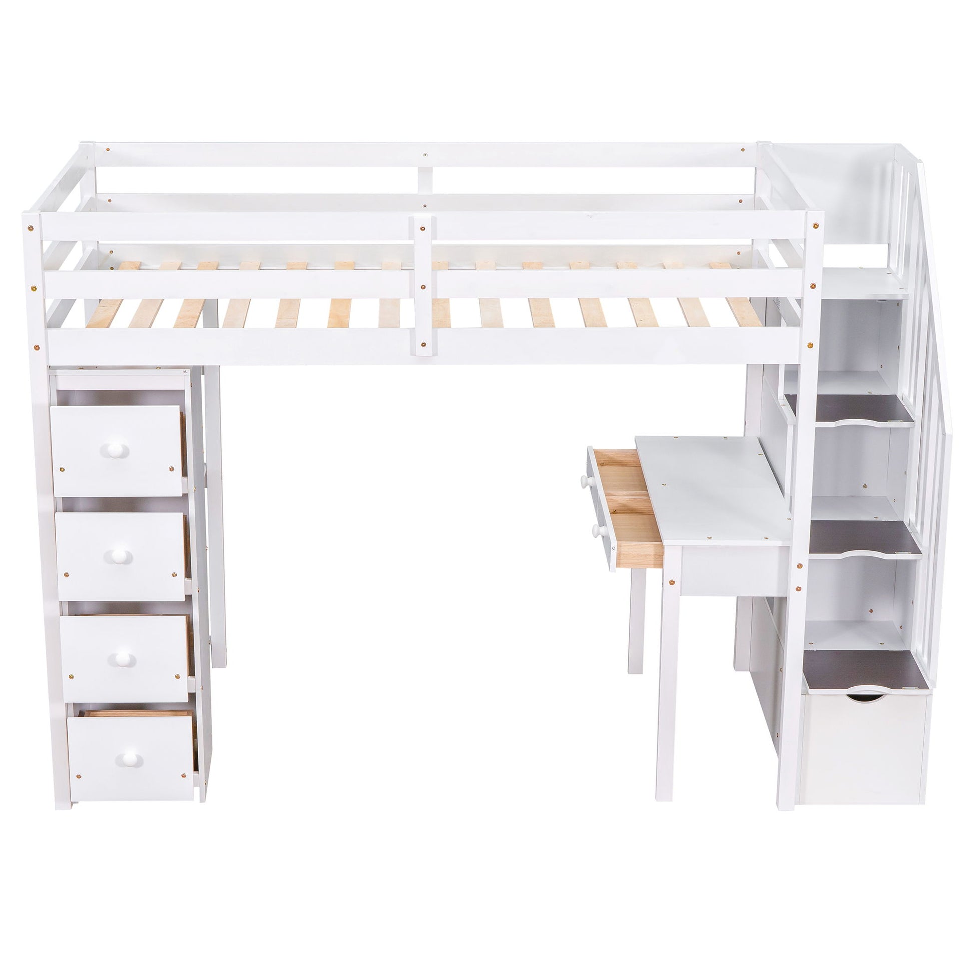 Loft Bed With Storage Drawers, Desk And Stairs With Shelves - The Sleep Loft - Online Mattress Showroom NYC